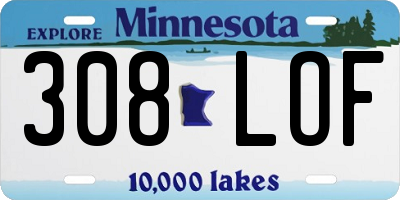 MN license plate 308LOF