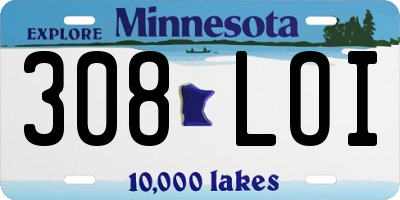 MN license plate 308LOI