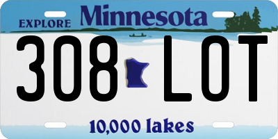 MN license plate 308LOT