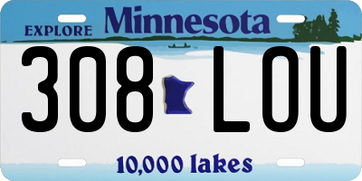 MN license plate 308LOU