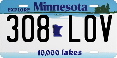 MN license plate 308LOV