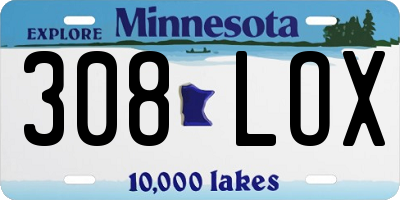 MN license plate 308LOX