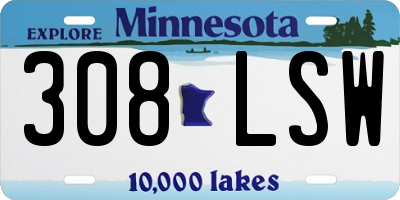 MN license plate 308LSW