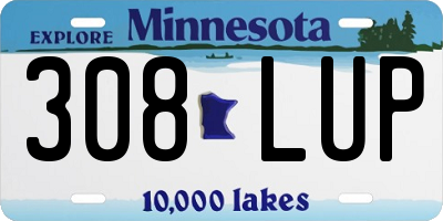 MN license plate 308LUP