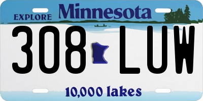 MN license plate 308LUW