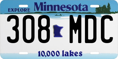 MN license plate 308MDC