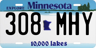 MN license plate 308MHY