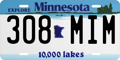 MN license plate 308MIM