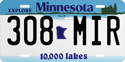 MN license plate 308MIR