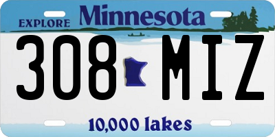 MN license plate 308MIZ