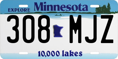 MN license plate 308MJZ