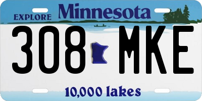 MN license plate 308MKE