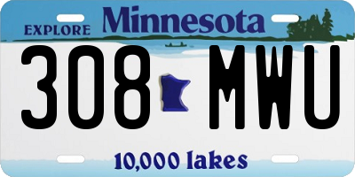 MN license plate 308MWU