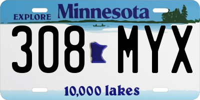 MN license plate 308MYX