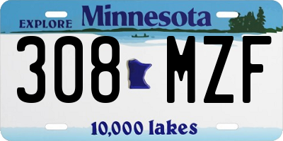 MN license plate 308MZF