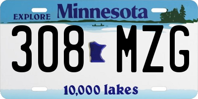 MN license plate 308MZG