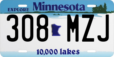 MN license plate 308MZJ