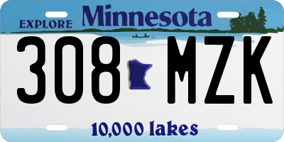 MN license plate 308MZK