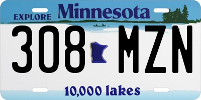MN license plate 308MZN