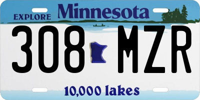 MN license plate 308MZR