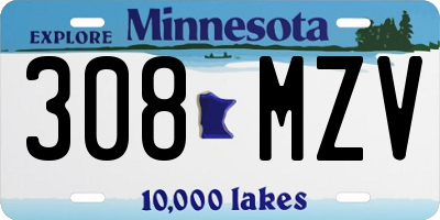 MN license plate 308MZV