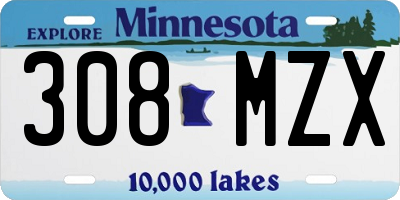 MN license plate 308MZX