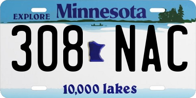 MN license plate 308NAC