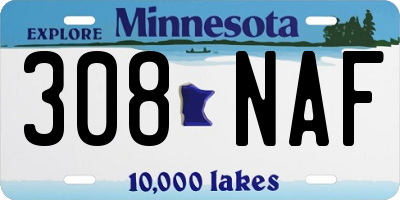 MN license plate 308NAF