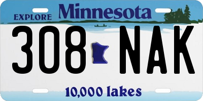 MN license plate 308NAK
