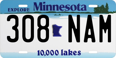 MN license plate 308NAM
