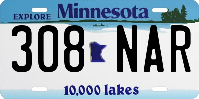 MN license plate 308NAR