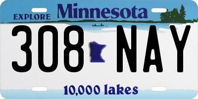 MN license plate 308NAY