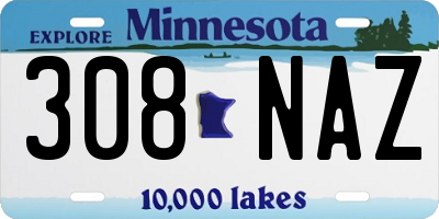 MN license plate 308NAZ