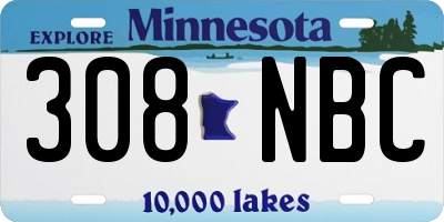 MN license plate 308NBC