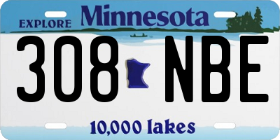 MN license plate 308NBE