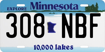 MN license plate 308NBF