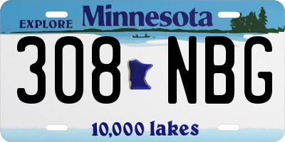 MN license plate 308NBG