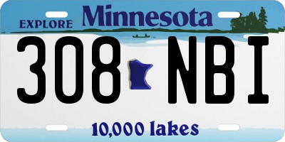 MN license plate 308NBI