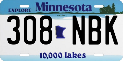 MN license plate 308NBK