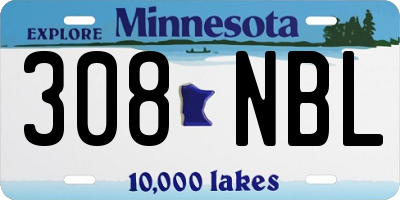 MN license plate 308NBL