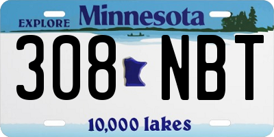 MN license plate 308NBT