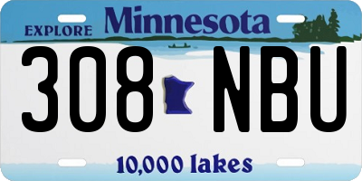 MN license plate 308NBU