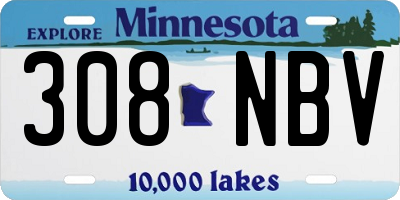 MN license plate 308NBV