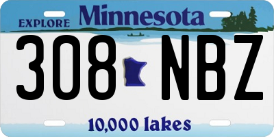 MN license plate 308NBZ