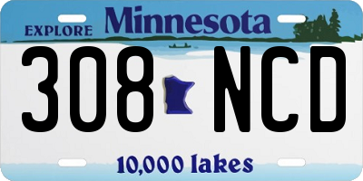MN license plate 308NCD