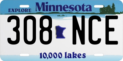 MN license plate 308NCE
