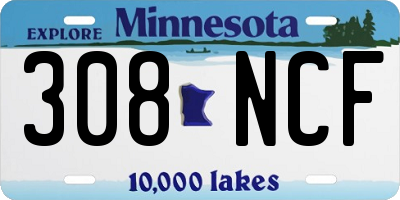 MN license plate 308NCF