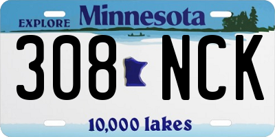 MN license plate 308NCK
