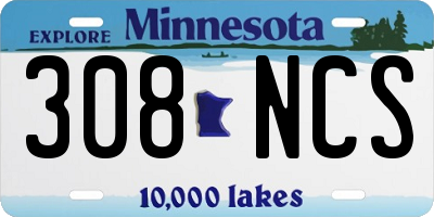 MN license plate 308NCS