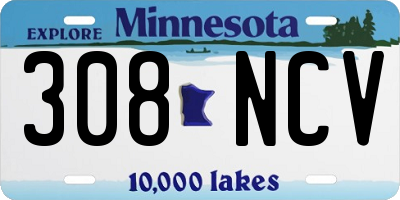 MN license plate 308NCV